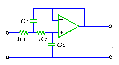 ２次ローパスフィルタ回路の1例